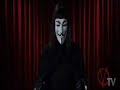The Speech V gives upon the micro-disc broadcasted onto all the tv's, now showing onto all possible via youtube. This clip was given permission to use as 'trailer material' and subject to T&C as per usual.