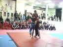 He has 8 phases to test for his 3rd Degree Black Belt.  Thia was his 4th -- Defensive moves and take downs.