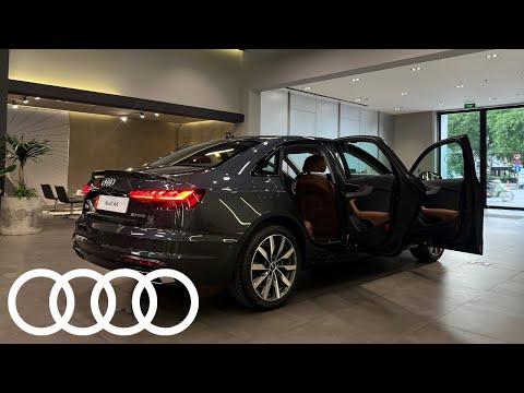 |4K| Chi tiết Audi A4 2024 màu Xám Manhattan (Grey) - nội thất Nâu: camera 360, ghế massage,...
