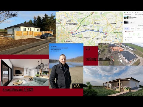 Video Prodej, 3 x rodinný bungalov, 4kk, 115 m2, Pečky, Velké Chvalovice