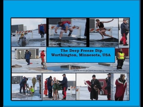 Deep Freeze Dips at Lake Okabena, Worthington, Minn. 1-12-13