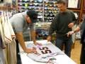 Tim Lincecum messes up on an autograph jersey