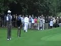 Tiger Woods chips on #1 at The Masters