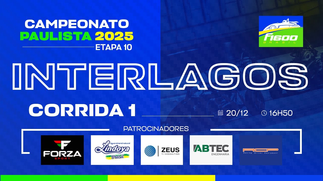 Etapa 10 | 2025 - F1600 - Corrida 1 - Interlagos - AO VIVO