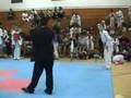 Tae Kwon Do board break. Flying Side Kick