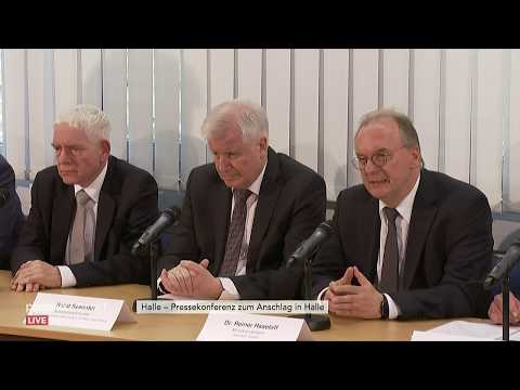 Pressekonferenz zum Attentat in Halle u.a. mit Innenminister Seehofer (CSU) und Ministerprsident Haseloff (CDU