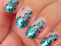 Nail Art - Metallic Teal Leopard - Diseño de Uñas (Animal Print Series - #1)