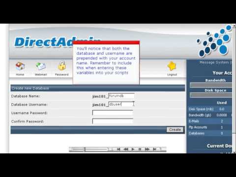 Creating a MySQL database in DirectAdmin