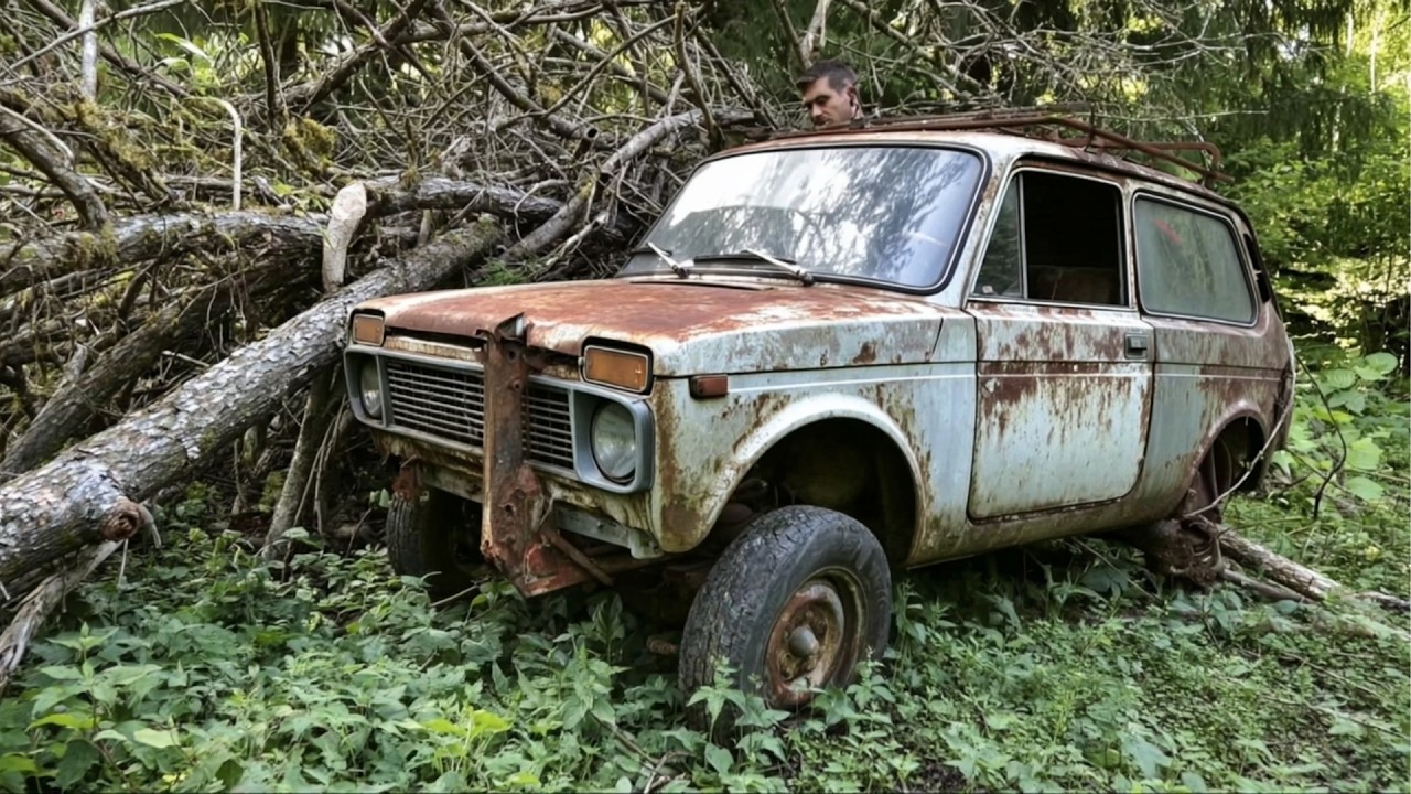 Man Restores ABANDONED Car Crushed Under a Fallen Tree | Start to Finish @lesnoy