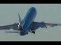 klm flight 672 departs from yul on runway 06r.  atc communication can be heard in the background which includes departure clearance for the klm md-11.