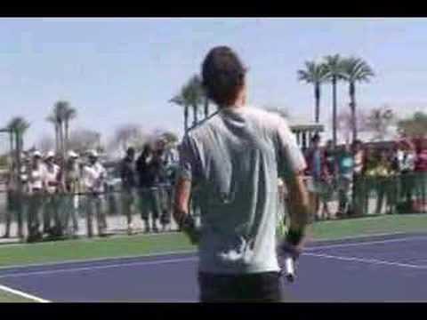Federer practices forehands Pac Life Open
