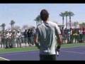 Federer practices forehands Pac Life Open