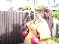 Me and Tom boxing in sumo suits Manele-Gratis.net