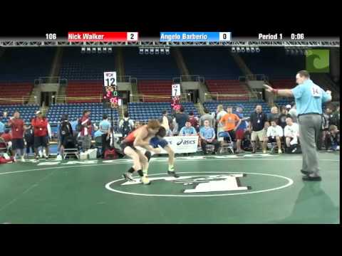 Barberio - 106 Nick Walker vs. Angelo Barberio at the 2014 Junior Greco-Roman Nationals in Fargo, N.D..