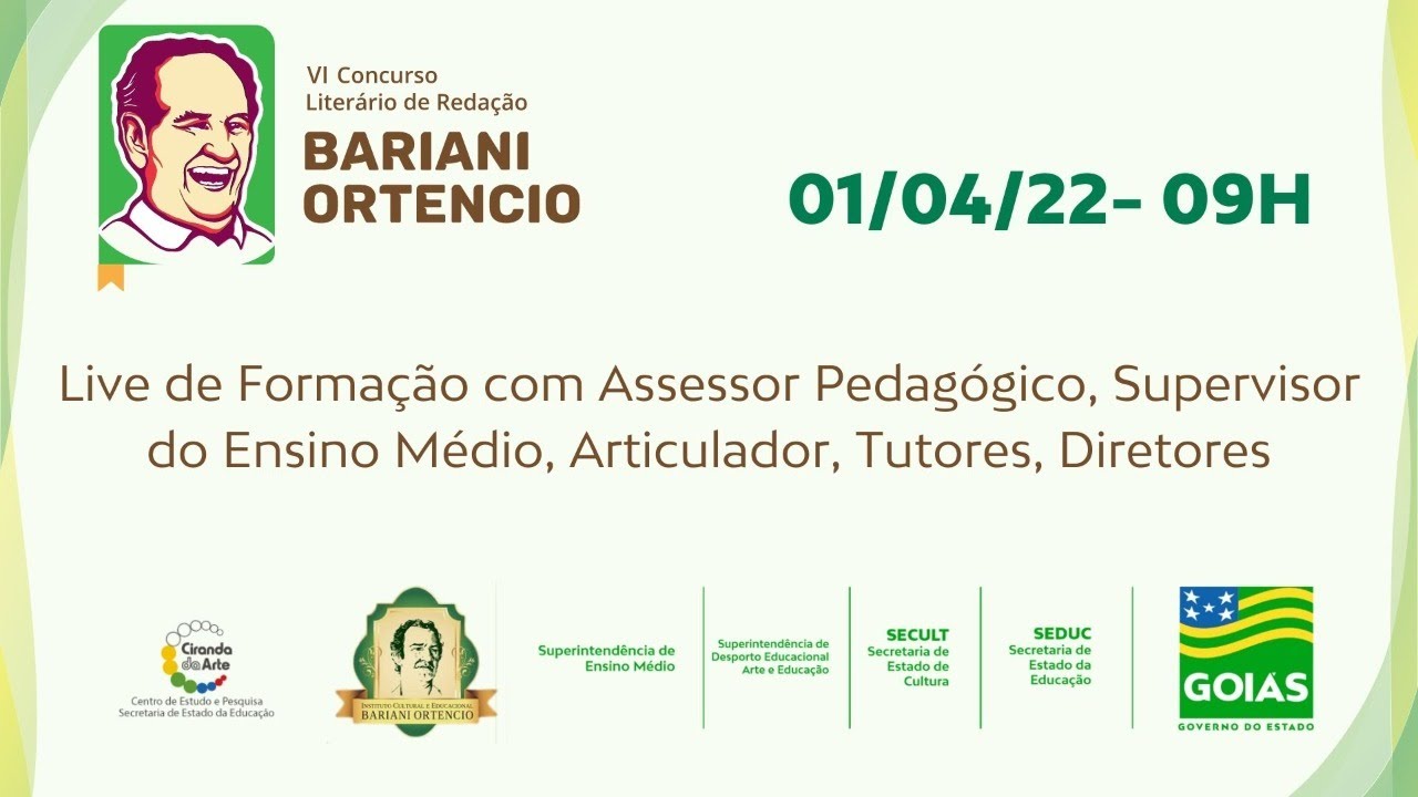 Live com Ass. Pedagógico, Supervisor do Ensino Médio, Articulador, Tutores, Diretores