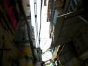 Wires and narrow lanes of Chandni Chowk in Old Delhi, India