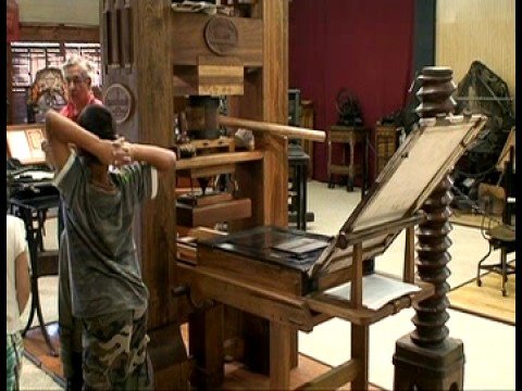 Demonstrating the Gutenberg printing Press