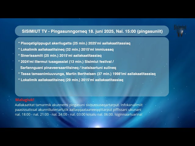 Sisimiut TV - Livestream lokal tv 18.06.2025