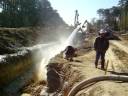This is the final step in an HDD (Horizonal Directional Drill) on a pipeline being installed under Burwick Bayou in Eunice Louisiana on November 21st 2008 by REM . The pipeline is being constructed by Latex Construction and is 132 miles of 42