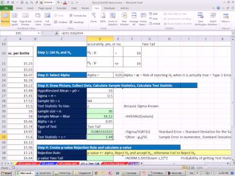 how to calculate z test on excel