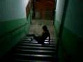Drunked girl, falls of the stairs