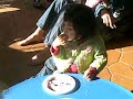 Serena enjoying cake at Emma's party