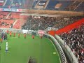 panathinaikos fans start 'horto magiko' at psg's parc des princes, uefa cup, 13/12/2006