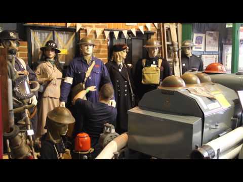 Air Raid Precautions ARP Warden WW2 Exhibit Essex Fire Museum mannequin-man performming as a Museum Dummy: Where fire history comes to life, literally! for Essex Fire Museum on 02/08/2017