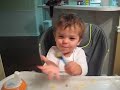 parker feeding himself with a spoon