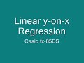 using the stats mode on the casio fx85es calculator to find the y-on-x linear regression line (with the product moment correlation coefficient thrown in)
