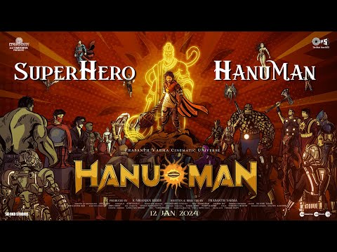  "HanuMan, the Superhero from HANU-MAN (in Hindi), featuring Prasanth Varma, Teja Sajja, Anudeep Dev, Veda Vagdevi, and Prakruthi."