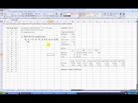 how to perform linear regression t test