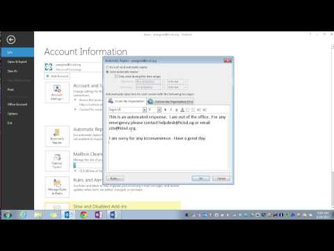 how to set vacation message in outlook