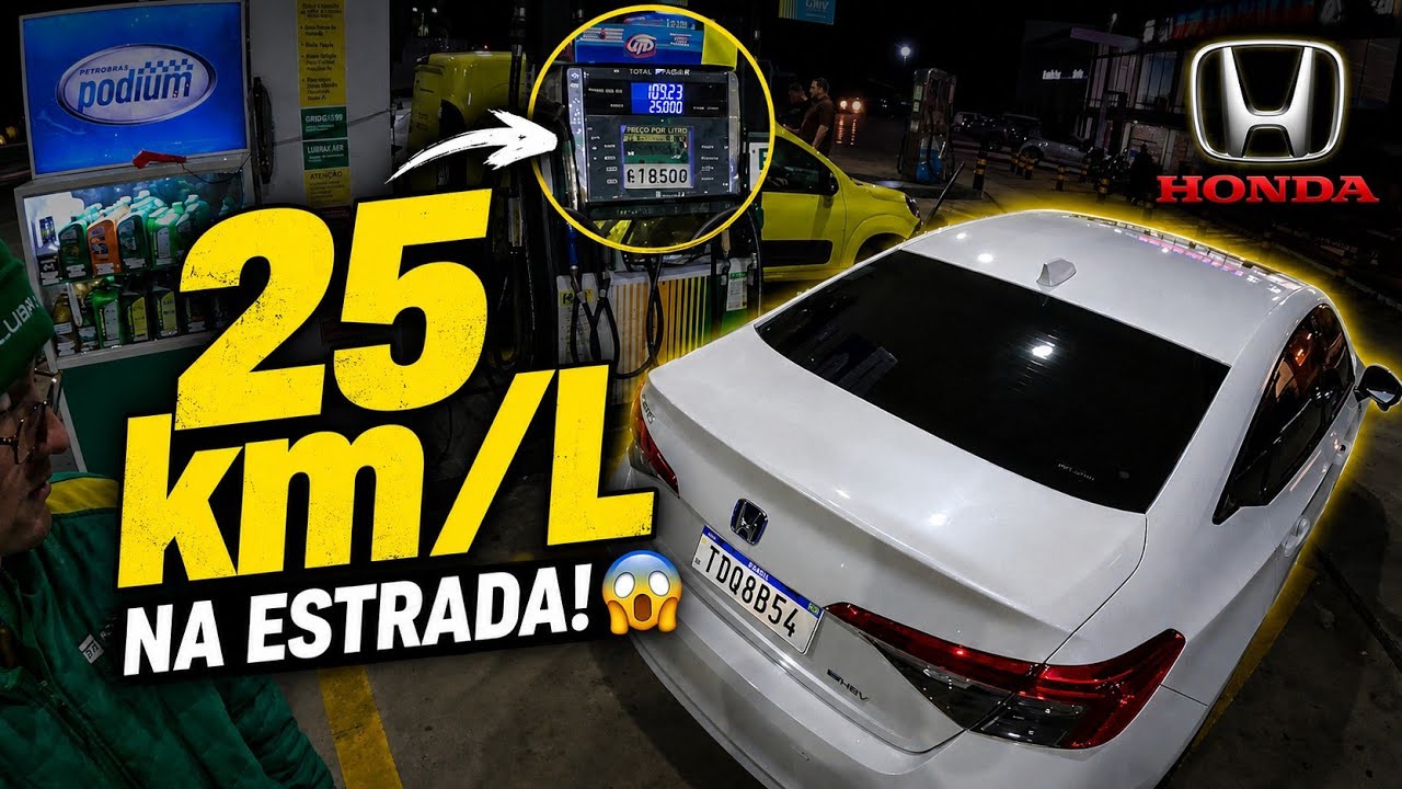CIVIC HÍBRIDO fez 25 km/L na estrada! 😳