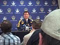 Press Conference after San Jose Earthquakes - Los Angeles Galaxy game. June 14, 2008 at the Coliseum, Oakland, CA.