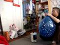 16 Blue Qualatex Stars Around Electric Air Pump Inflation