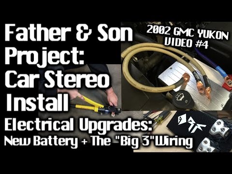 Father & Son Car Audio Install – GMC Yukon – Electrical Upgrades Big 3 Wiring – Video #4