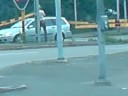 Car stuck inside rail gate