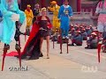 Chantal knocking over the stilts guy? Priceless