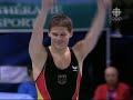 From the final round at the world championships in trampoline, Quebec city, Canada.In order: Cannone(ITA), Sotomura(JPN), Ueyama(JPN), Stehlik(GER), Rusakov(RUS), Suai(CHN), Dong(CHN)