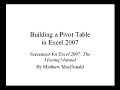building a pivot table in excel 2007