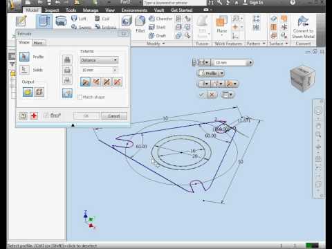 AutoDesk Inventor Basic Tutorial - Part modeling - flange nut