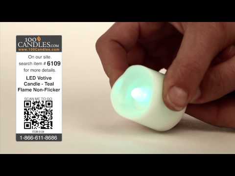 Battery Operated LED Votive Candle - Teal Flame Non-Flicker