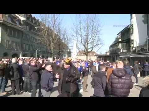 Everton fans in Bern