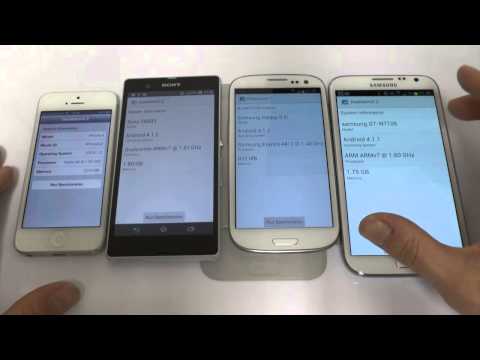 iPhone 5 vs Xperia Z vs Galaxy S3 vs Galaxy Note 2 Benchmark Comparison