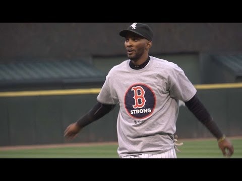 white - 4/15/14: On the first anniversary of the Boston Marathon bombing the White Sox show their support with
