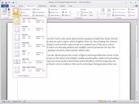 how to set margins in word