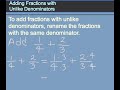 ADDING FRACTIONS: ( WITH UNLIKE DENOMINATORS) ADDING FRACTIONS: ( WITH UNLIKE DENOMINATORS)