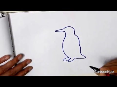 How to draw a Penguin- in easy steps for children, kids, beginners