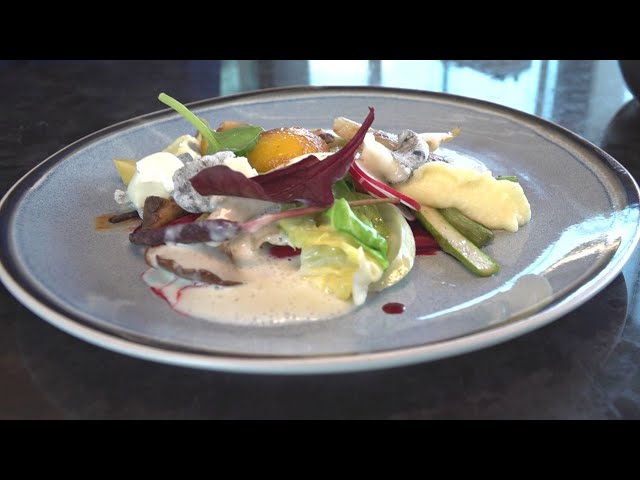 Schnüsch mit Nudel | 60 Grad Eigelb | Ziegenkäse | Wildkräuter